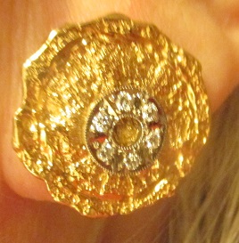 xxM1294M 14k yellow gold and diamond heavy earrings Takst-Valuation N. Kr. 20 000